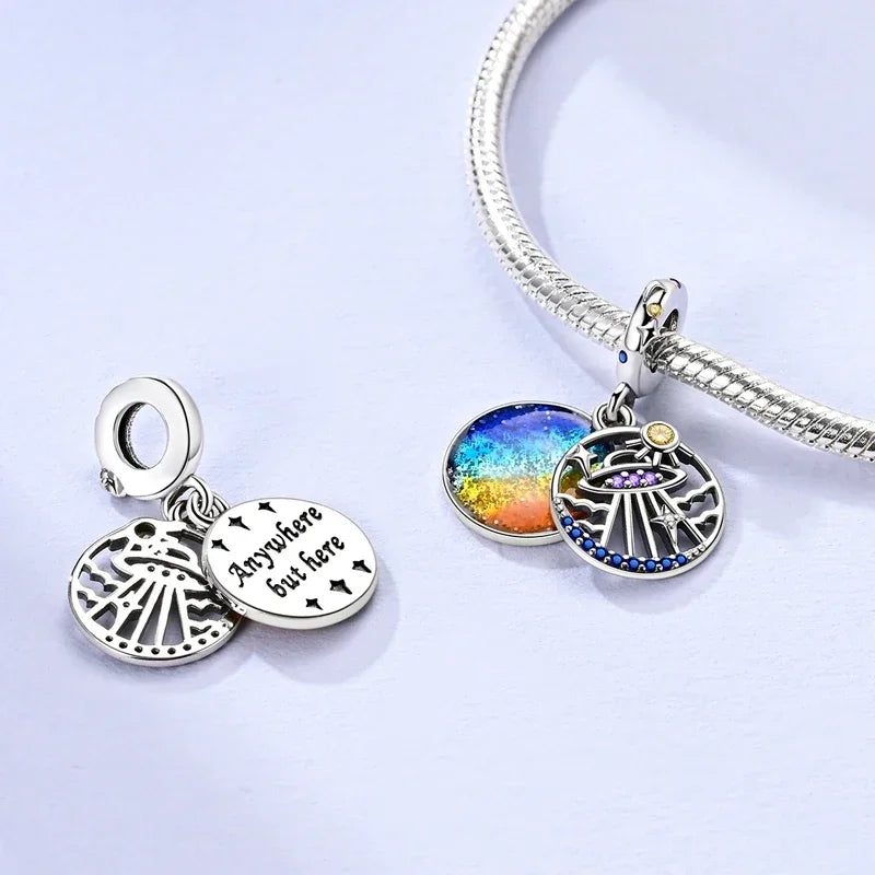 Sterling Silver 925 Bright Sun Charms Dazzling Stone Sun Dreamcatcher Beads Fit Original Bracelet for Women Diy Jewelry Gifts