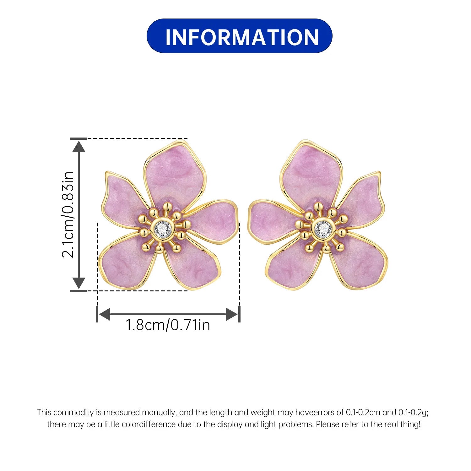 PANPOKI S925 Sterling Silver Pink Flower Design Stud Earrings For Lady S925 Jewelry Party Anniversary Trendy Gifts