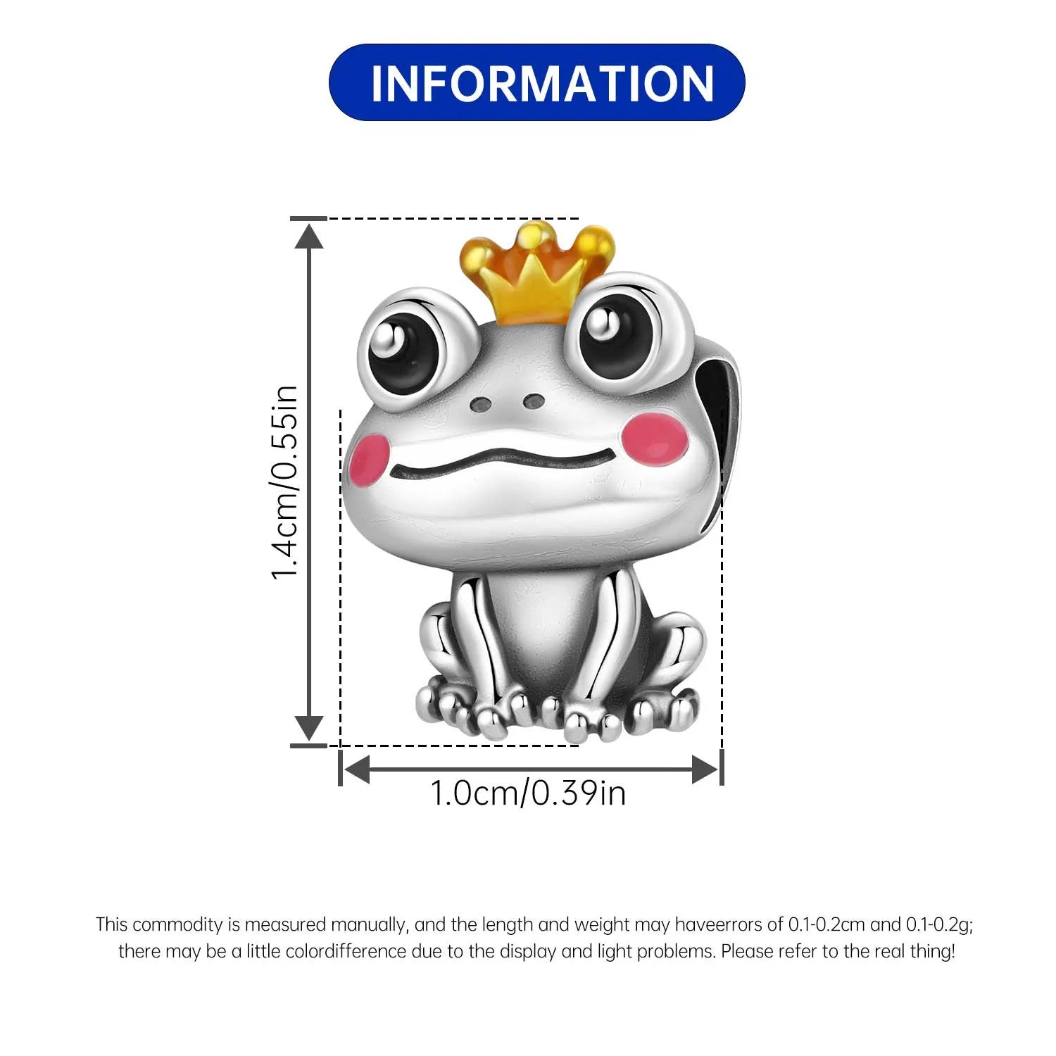 PANPOKI 925 Sterling Silver Cute Crown Frog Animal Charms Beads Fit Bracelets DIY Party Decoration Gifts Jewelry Accessory