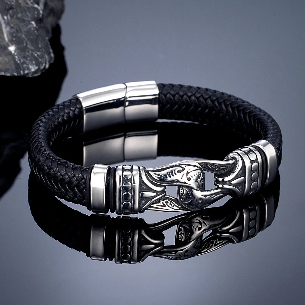 MKENDN Luxury Infinity Knot Braided Leather Bracelet For Men Women Forever Linked Bracelet Valentines Gift for Husband