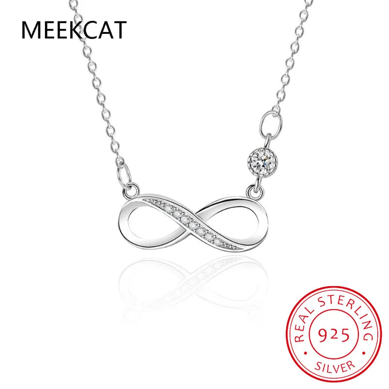 Collier pendentif « Amour infini » en argent sterling 925, bijou raffiné pour femme, symbole d'amitié éternelle. Chaîne en argent.
