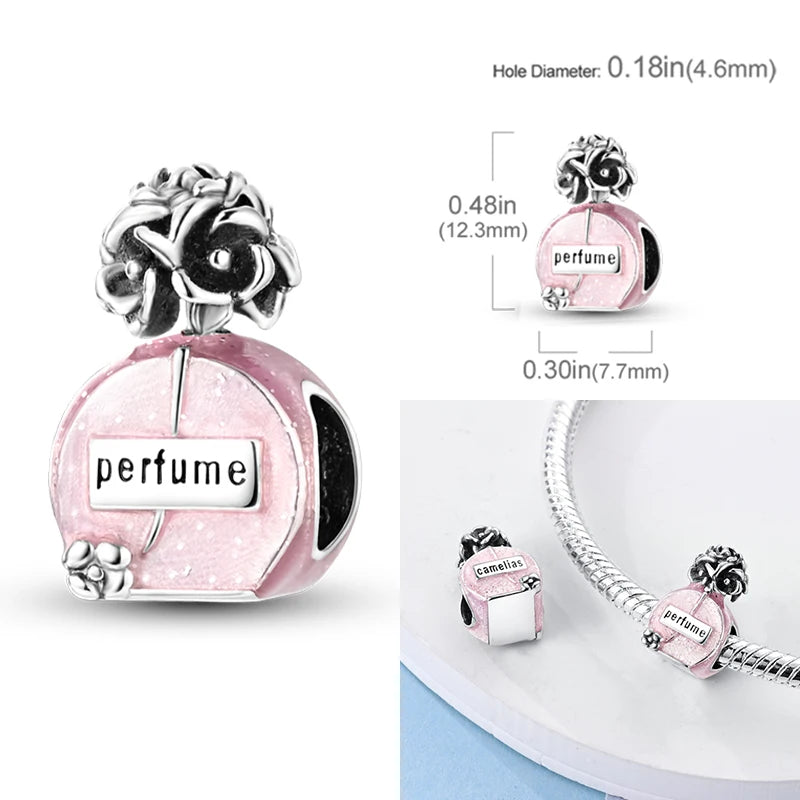 Hot Sale Charms Beads 925 Sterling Silver Pink Perfume Bottle Letter Luminous Firefly Tarot Card Beads Fit DIY Bracelets Jewelry - Madeinsea©
