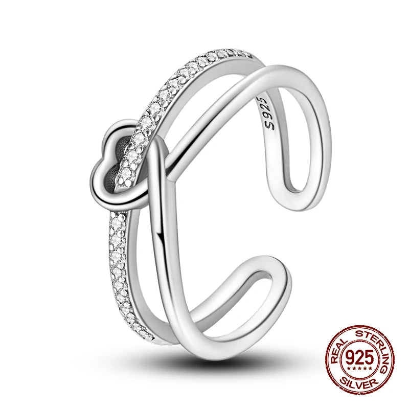 Rings For Women 100% 925 Sterling Silver Shiny Dragonfly Heart Shaped Hollow Open Rings Fine Wedding Engagement Jewelry Gift