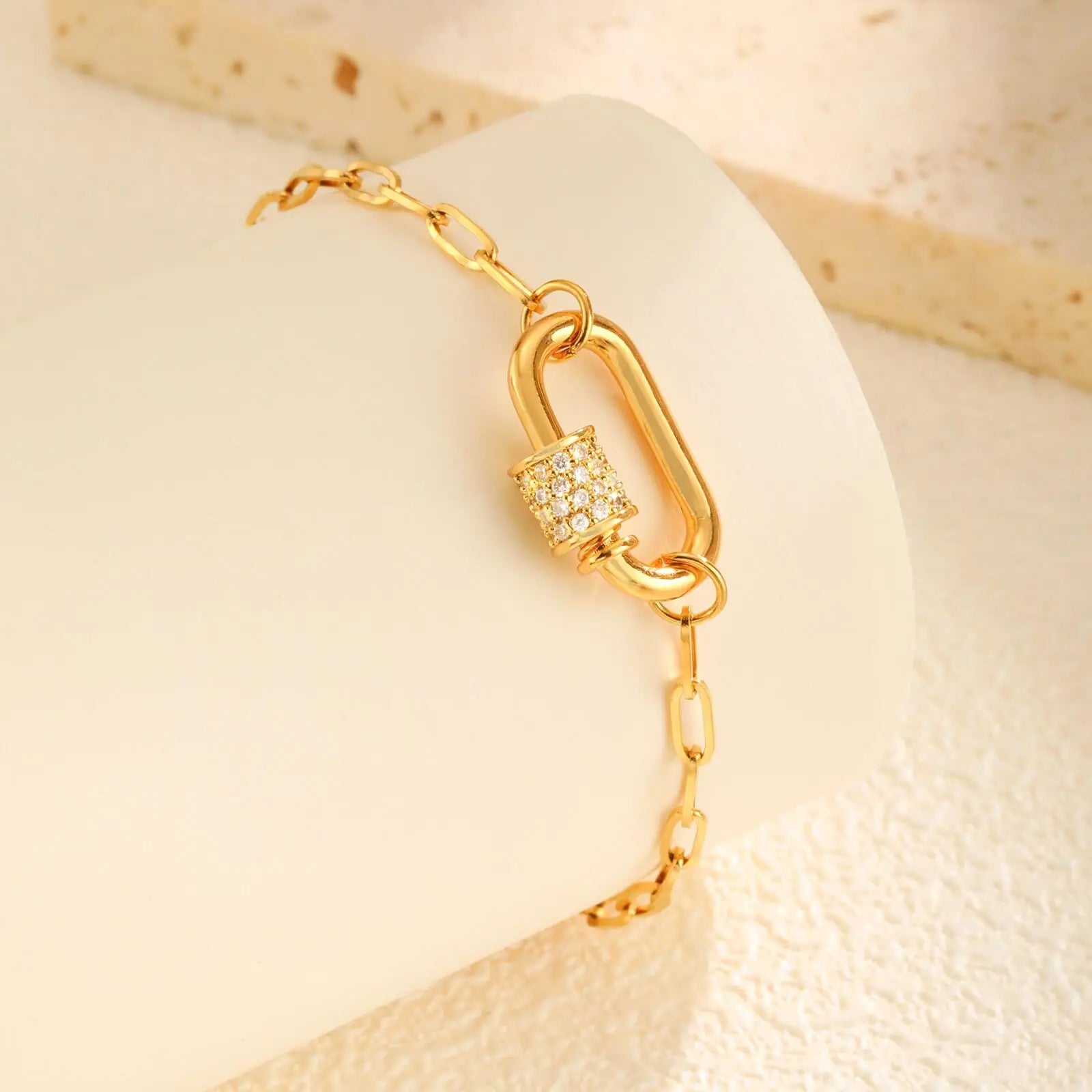 Vnox Stainless Steel Geometric Spiral Bracelets For Women Men Heart U-shaped Screw Lock Chain Bracelet Necklace Jewelry Gifts