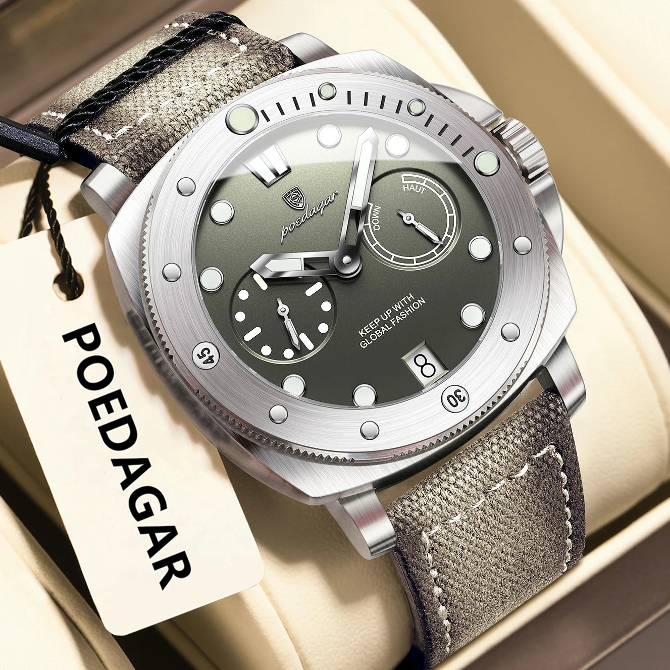 POEDAGAR High Quality Military Watch For Man Waterproof Luminous Date Fashion Men Clock Nylon Leather Quartz Men's Watches Reloj