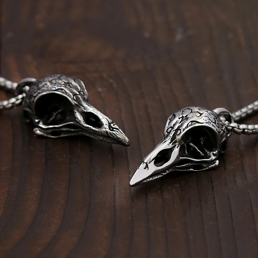 Retro Nordic Odin Crow Skull Pendant for Men Women Gothic 316L Stainless Steel Raven Skull Necklace Fashion Jewelry Droshipping
