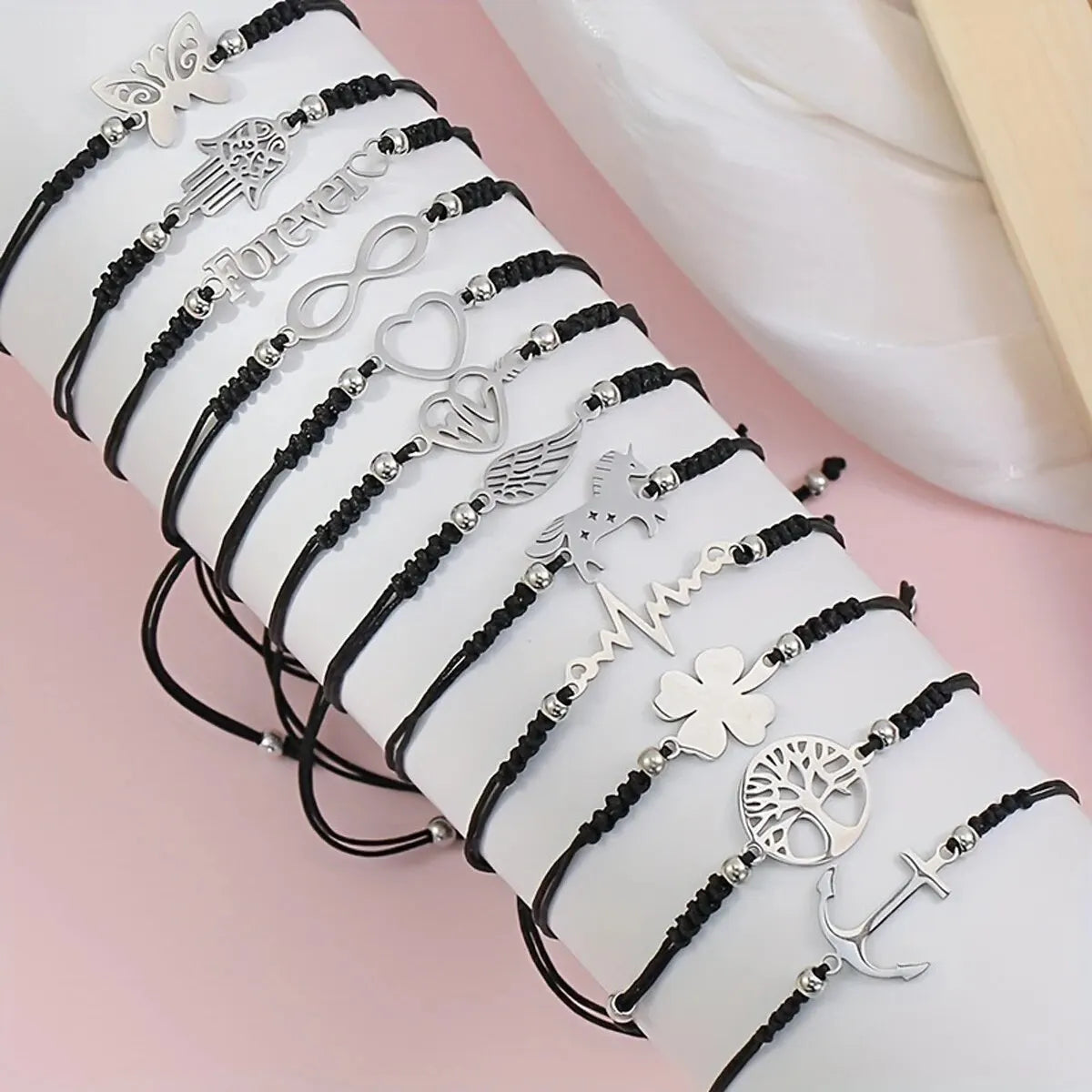 12pcs/set Stylish Stainless Steel Braided Charm Bracelet for Men - Perfect for Daily Wear and Gifting to Family and Friends