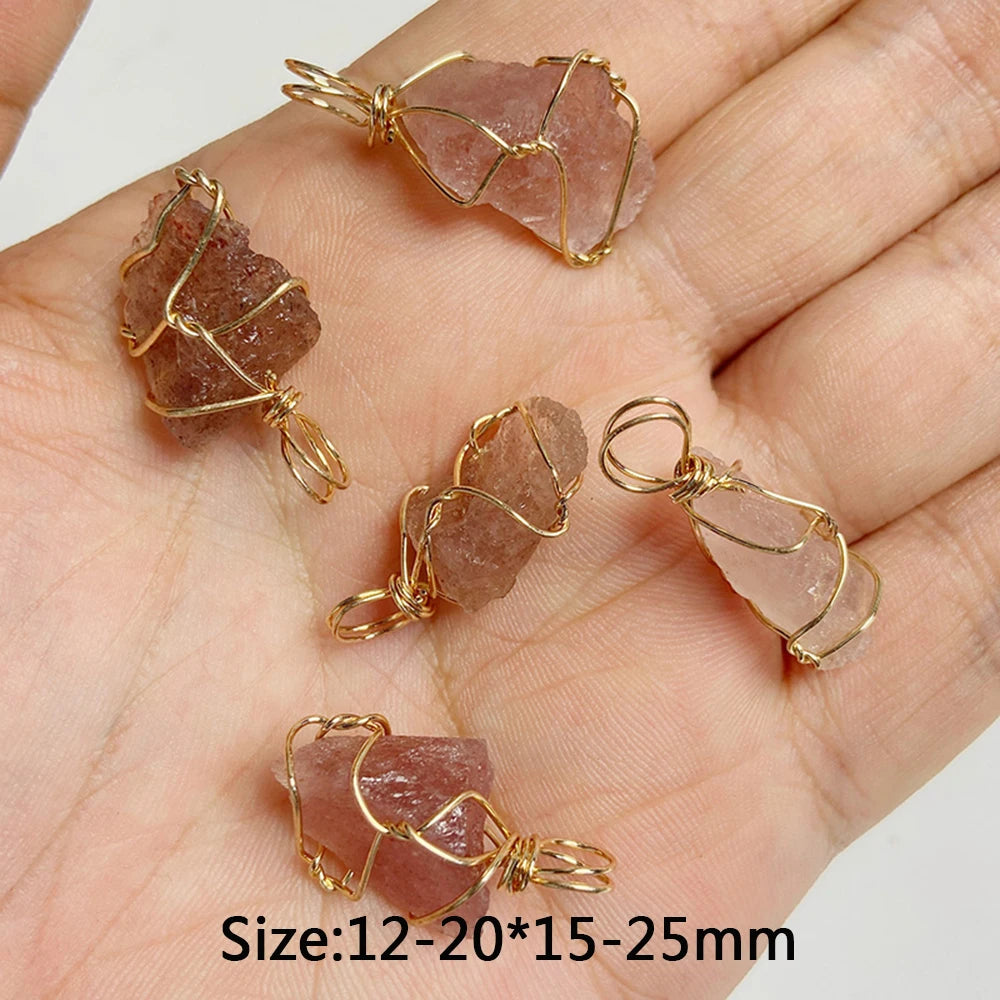 5pcs Natural Rough Stone Pendant Irregular Shape Healing Amethysts Labradorite Agat Quartz Pendants For DIY Handmade Necklace