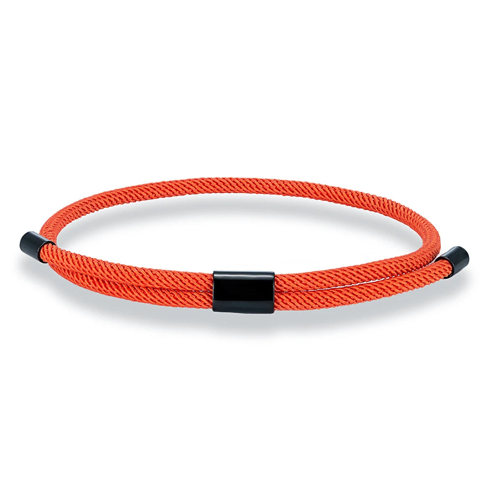 MKENDN Modisches schwarzes Nylonarmband für Damen und Herren aus strapazierfähigem Marine-Nylon mit poliertem schwarzem Edelstahlverschluss – schlichtes Schmuckstück