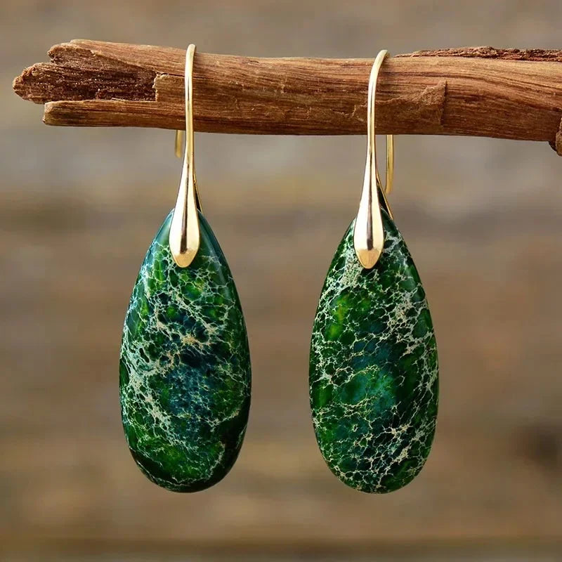 Bohemian Emperor Stone Geometric Pendant Earring Popular Natural Stone Jewelry Earrings for Women Luxury Boho Original earring