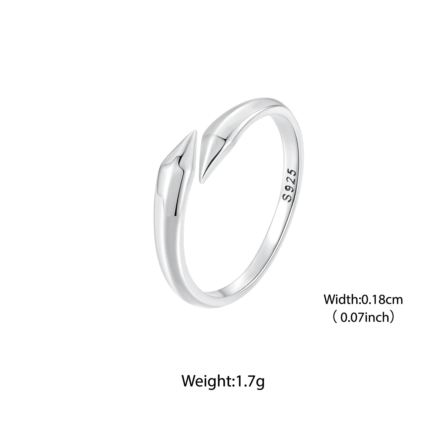 Bamoer 925 Sterling Silver Geometric Line Structural Open Ring Adjusable Arrow Ring for Personalized Women Minimalist Gift