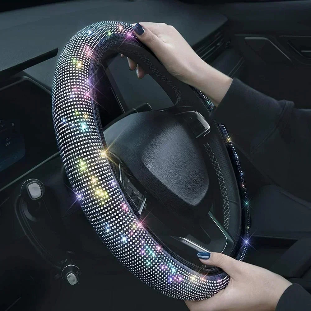 37/38cm Car Steering Wheel Cover Universal Bling Diamond Rhinestones Elasticity Interior Car Accessories for Four Seasons - Madeinsea©