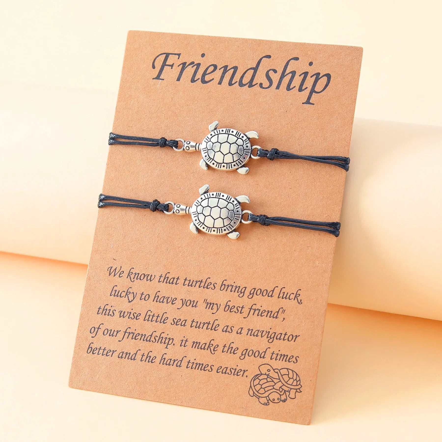 Personalized Sea Turtle Handwoven Bracelet with Friendship Card
