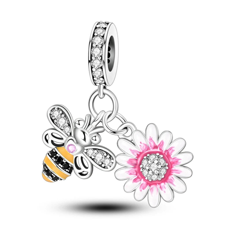 New Original Charms Beads Pendant 925 Silver Sterling Dog Cat Firefly Butterfly Dragonfly Charm For Woman Fashion Jewelry Making