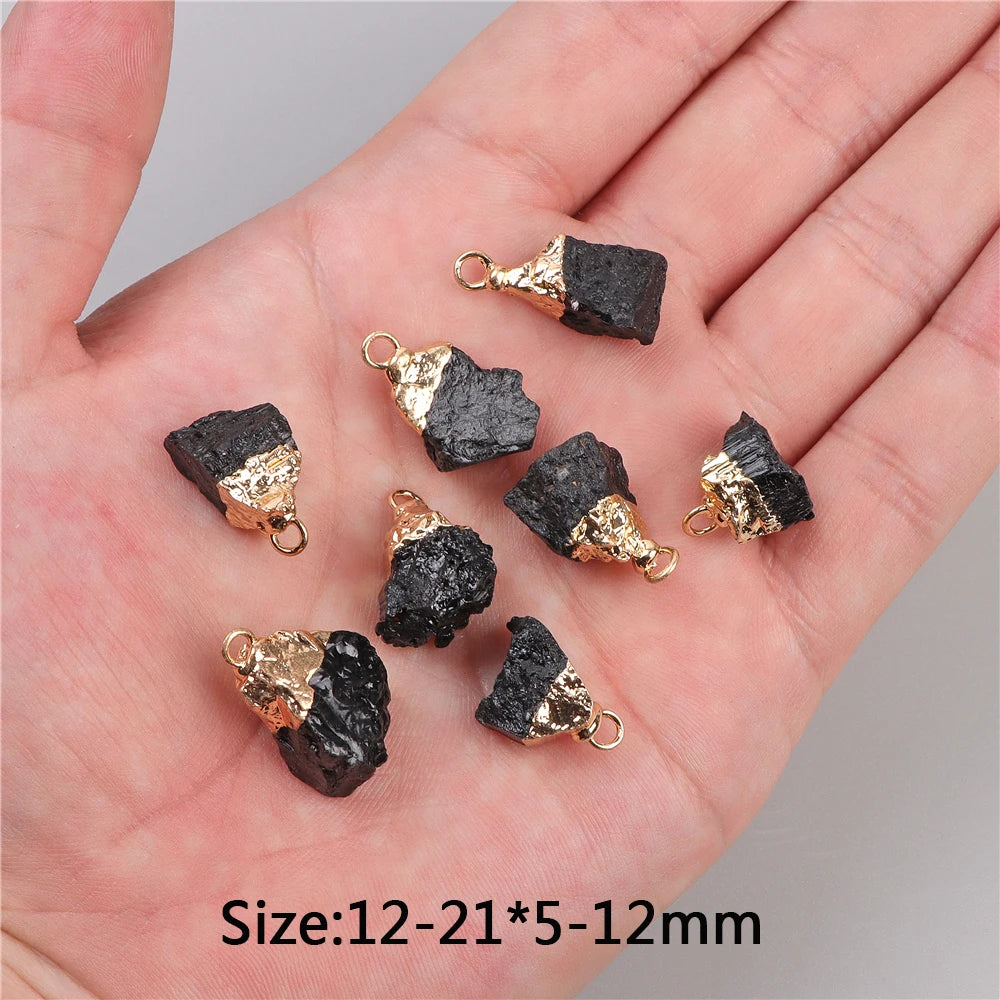 5pcs Natural Rough Stone Pendant Irregular Shape Healing Amethysts Labradorite Agat Quartz Pendants For DIY Handmade Necklace