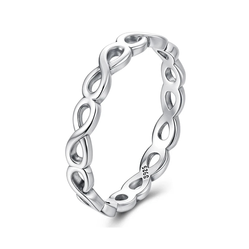 BAMOER 925 Sterling Silver Infinity Symbol Promise Ring, Tarnish Resistant Comfort Fit Wedding Band Ring Forever Love Knot Ring