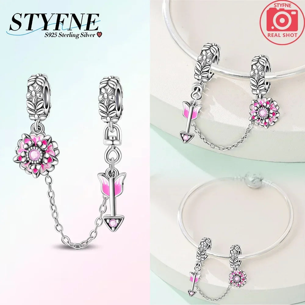 Original 100% 925 Sterling Silver Clasp Clip Bead Star Moon Safety Chain Fit 925 Original Bracelet DIY Jewelry Making Women Gift