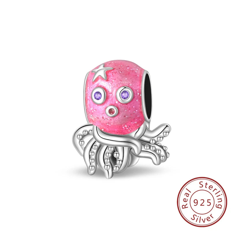 100% 925 Sterling Silver Tortoise Starfish Coconut Luminous Ocean Surfing Charms Beads Fit 925 Original Bracelets DIY Jewelry