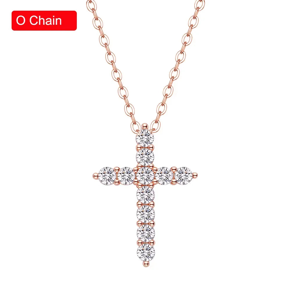 Serenity 3mm 4mm 5mm Black Moissanite Cross Pendant Necklace For Women Men 100% S925 Sterling Silver Jesus Neck Chain Plated 18K - Madeinsea©