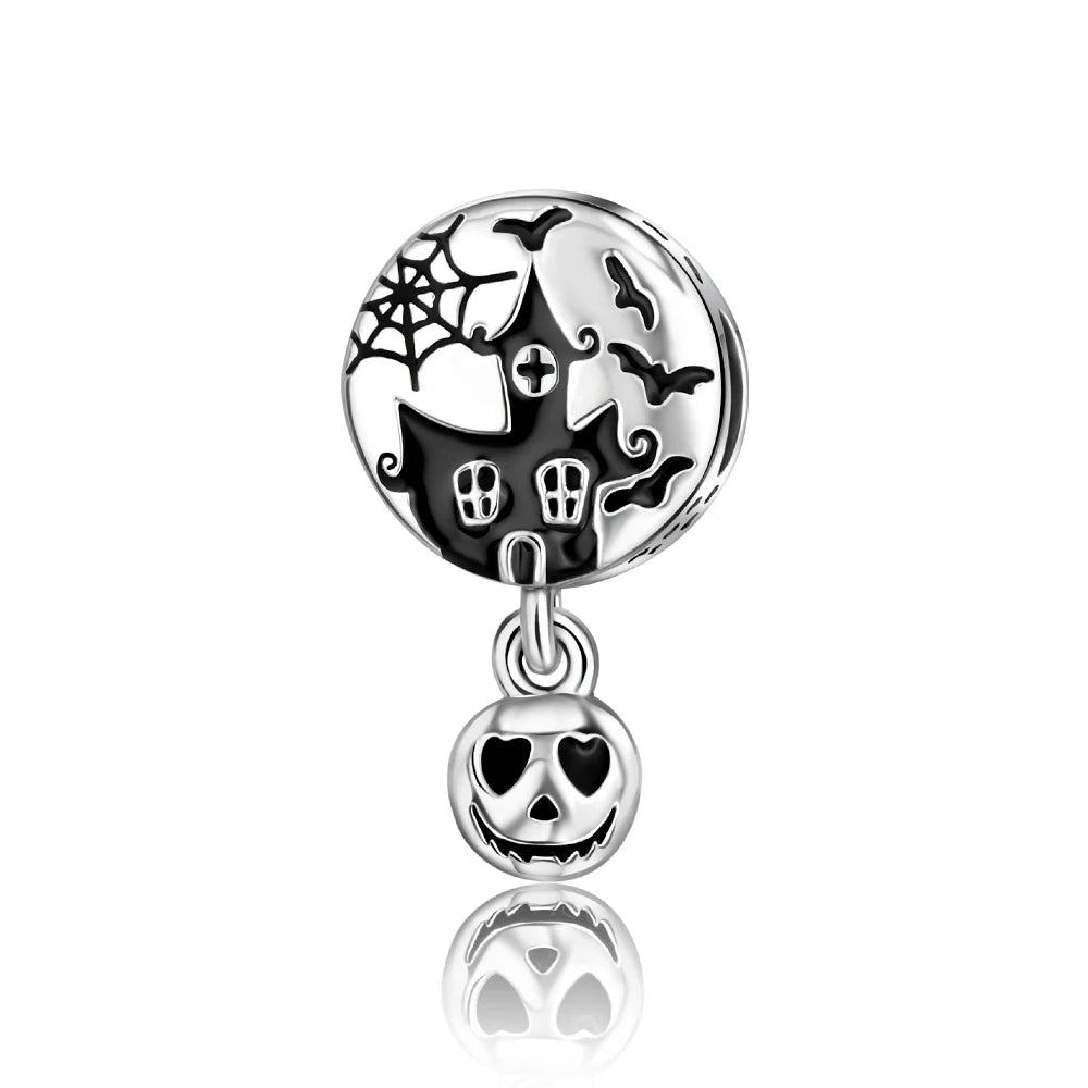 Classic 925 Sterling Silver Crown Skull Beads & Rose Pistol Dangle Charm Fits Bracelet Exquisite Necklace Jewelry Gifts