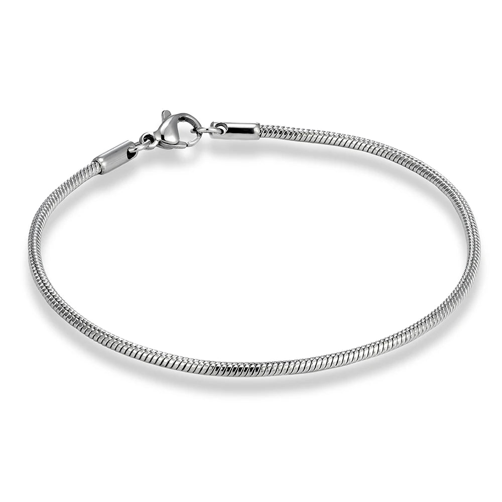 MKENDN Simple Style Mens Bracelet 1mm Thin Silver Snake Bracelet Chain Snake Chain Mens Women Couple Lover Jewelry Gifts