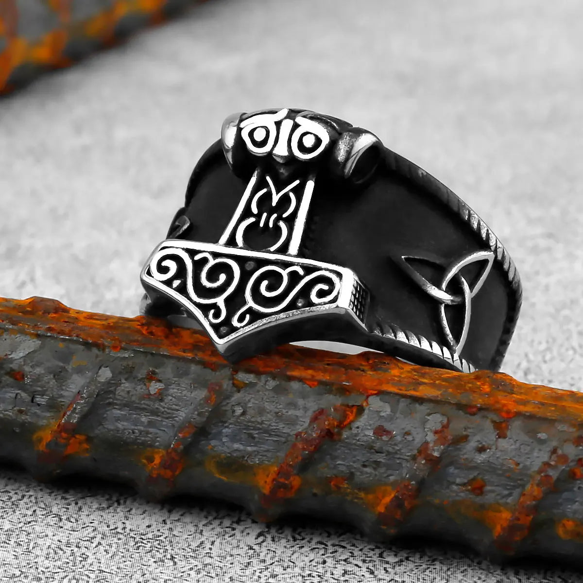 Stainless Steel Thor's Hammer Viking Ring