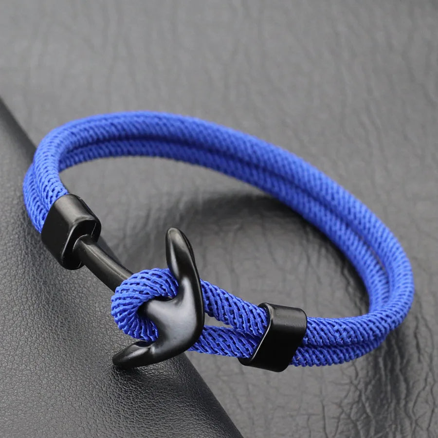 New Men Anchor Bracelet 2025 Handcrafted Nautical Wrap Rope Braslet Beach Surfing Casual Jewelry Lucky Red Thread Braclet Joias