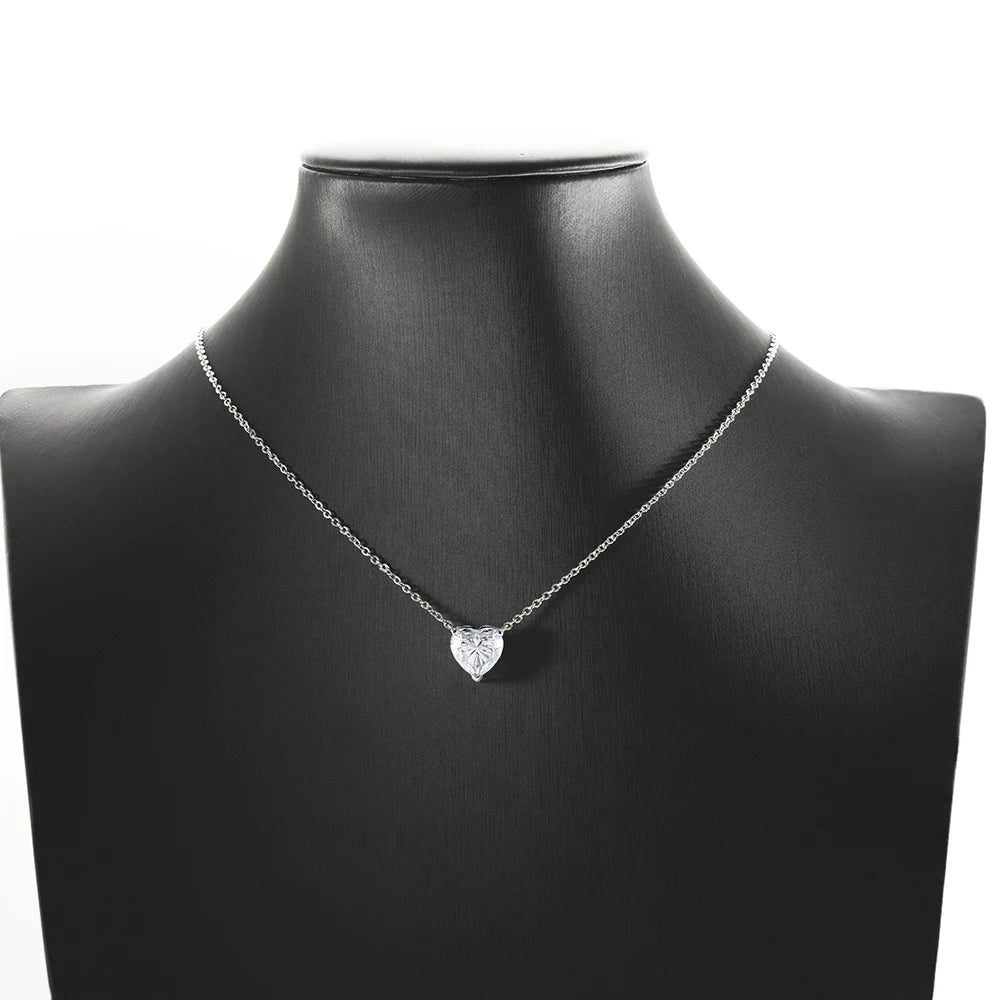 Serenity 2ct 4ct Heart Cut D Color Moissanite Necklace For Women Wedding Bridal S925 Sterling Silver Pendant Necklace Plated 18K