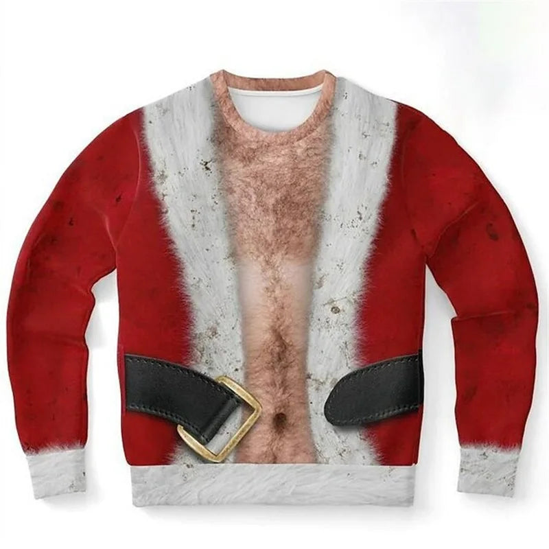 Unisex Ugly Christmas Sweatshirt For Men 3D Printed Funny Graphic Pullover Sweatshirts Hoodie For Party Mens Oversized Tracksuit