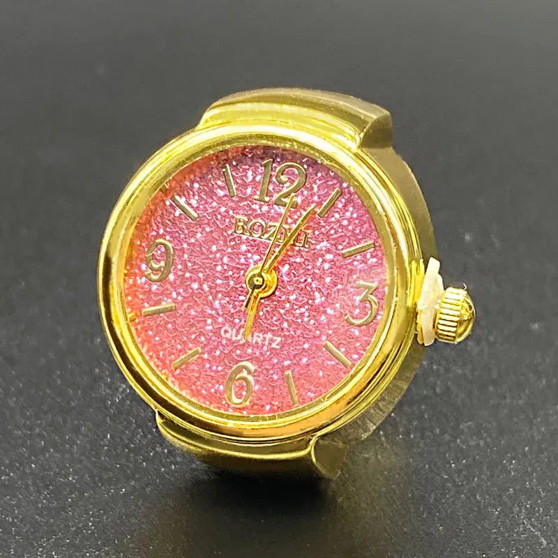 Kiss Jewelry Punk Gold Color Couples Mini Watches Finger Rings for Women Men Square Round Dial Quartz Ring Watch Ring Gift