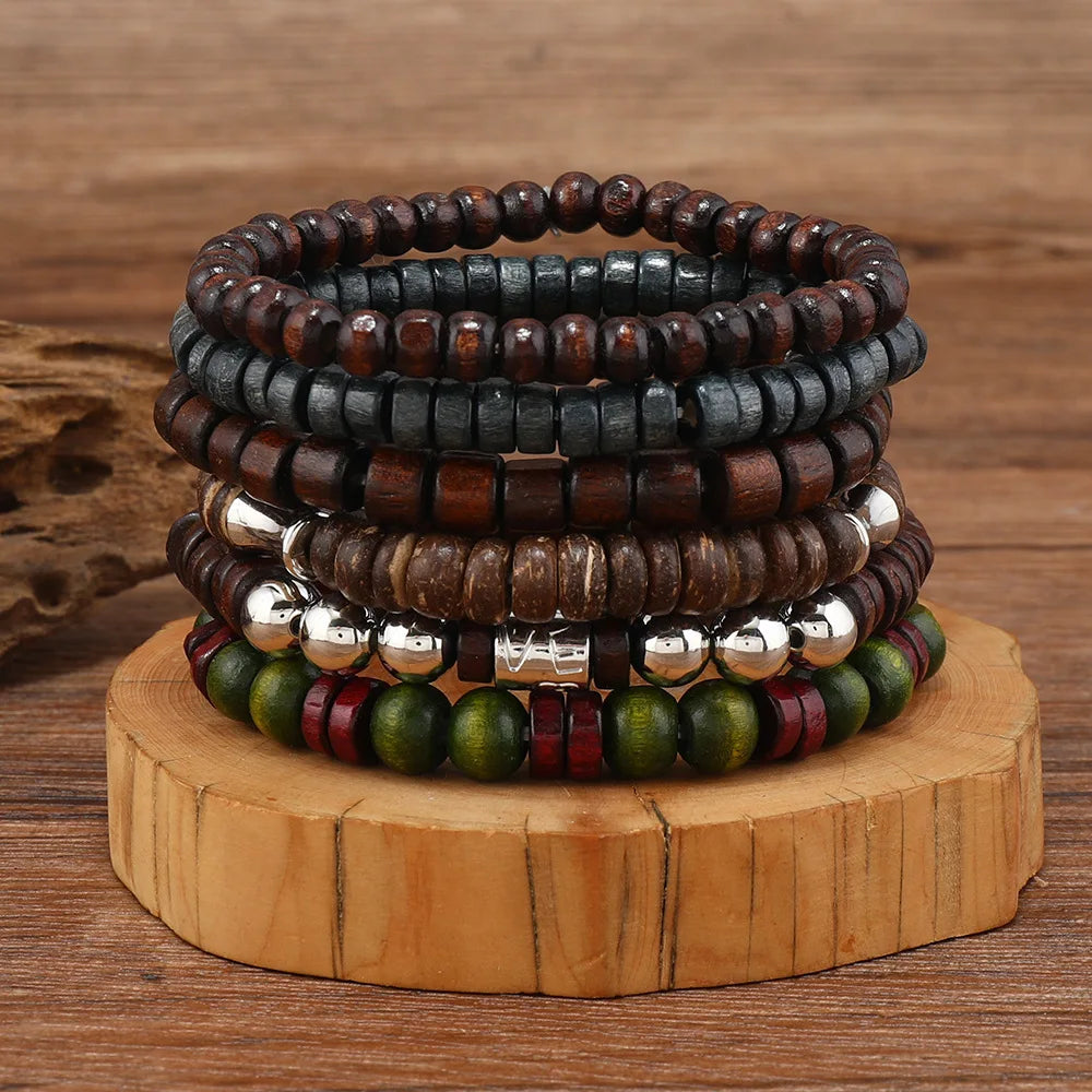 10pcs Vintage Bohemia Men's Bracelets - Fashion Stylish Leaves Wristwear Accessory for Durable Fashion Jewelry Gifts - Madeinsea©