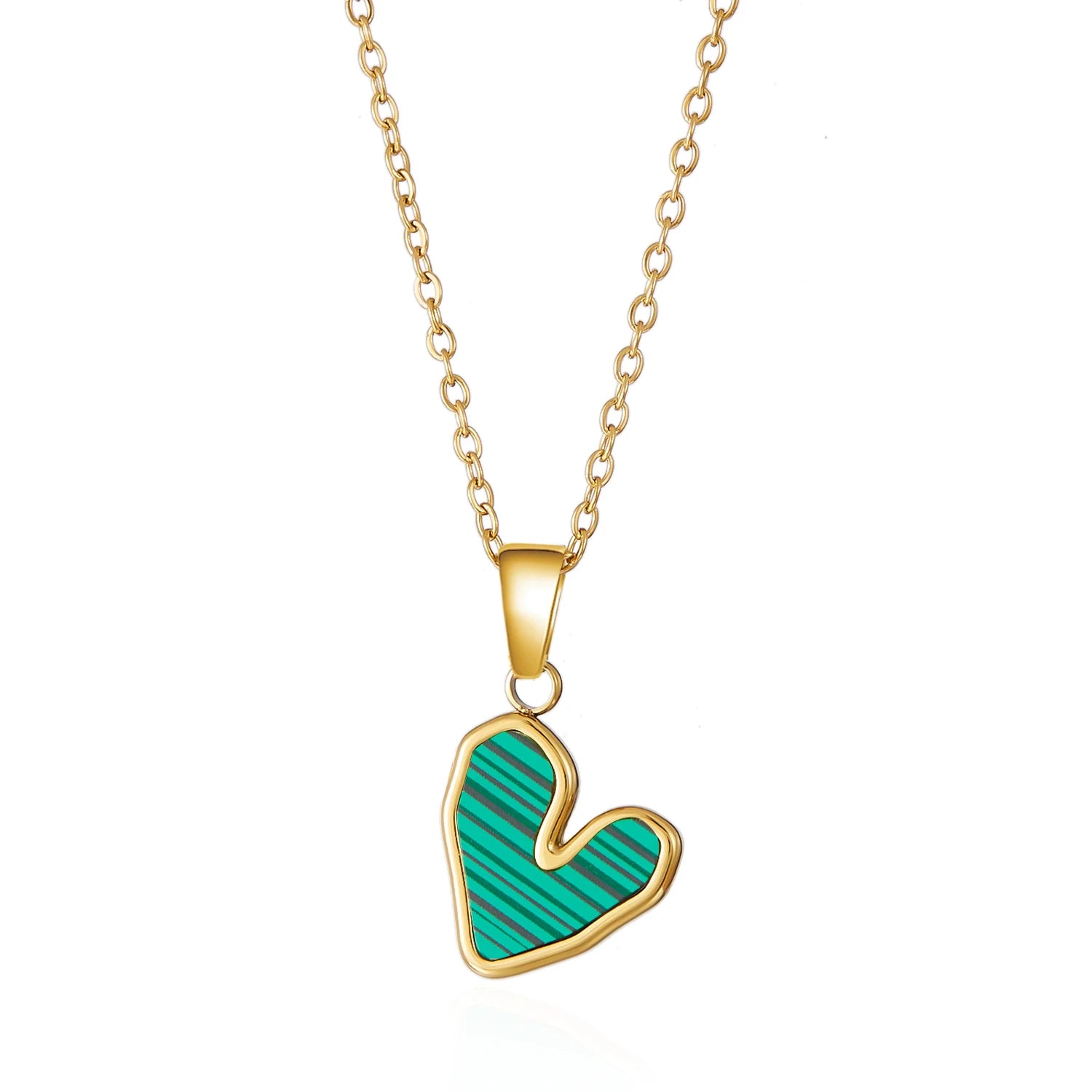 Stainless Steel Love Heart Necklace For Women Gold Color Colorful Pendant Choker Neck Chain Lover Party Birthday Jewelry Gifts