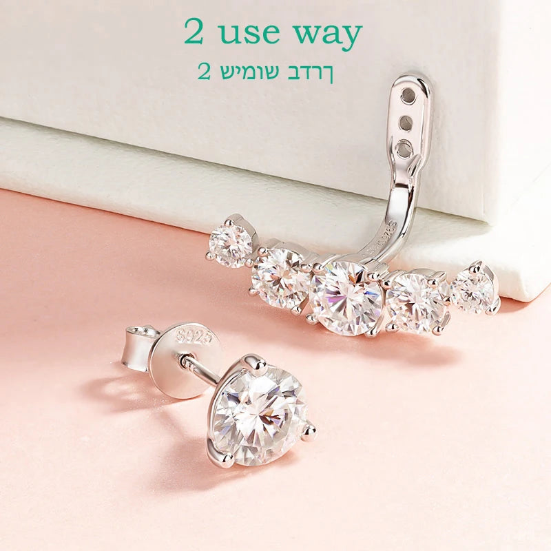 Smyoue 4.6CTTW Full Moissanite Stud Earrings for Women Sparkly Simulated Diamond S925 Sterling Silver Ear Jewelry Christmas Gift - Madeinsea©