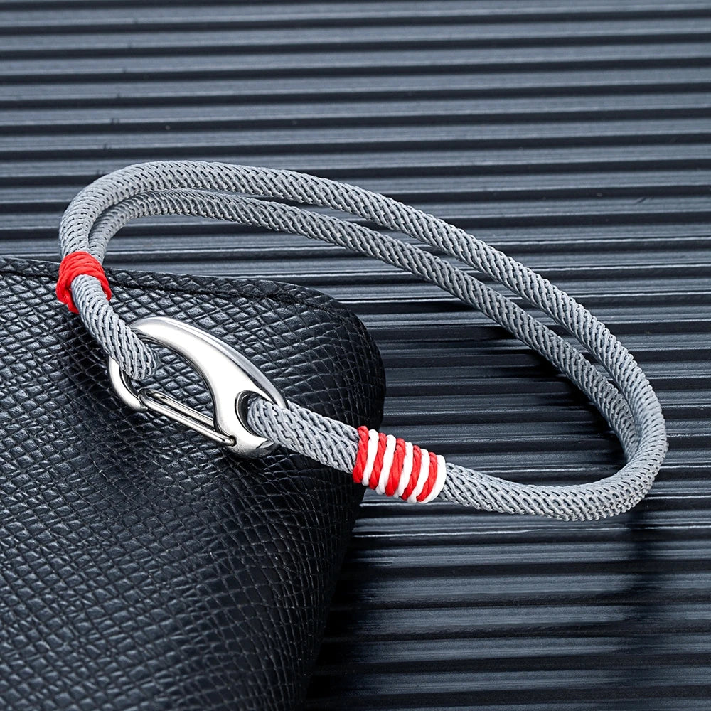 MKENDN Fashion Stainless Steel Lobster Spring Clasp Double Strand Braided Rope Bracelet for Men Women Couple Jewelry Gifts