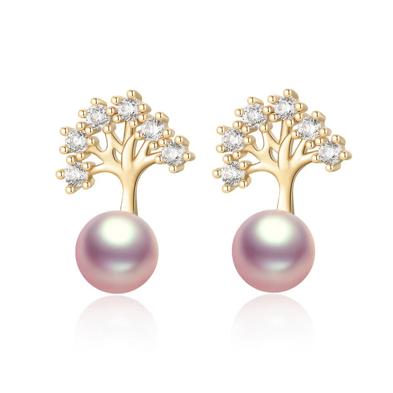 OXTAO Trendy Freshwater Pearl Stud Earrings Daily Wear Jewelry Valentine's Day Girlfriend Birthday Wedding Anniversary Gift