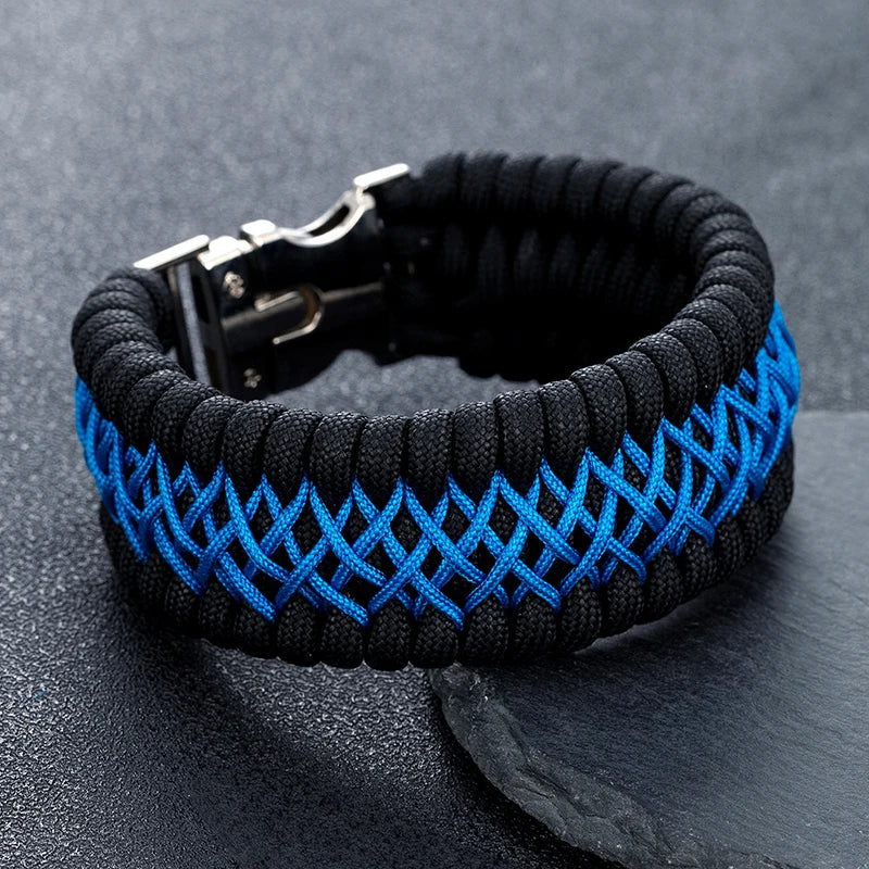 MKENDN Width Handmade Paracord Survival Bracelet Metal Buckle Outdoor Camping Rescue Emergency Rope Bracelet For Men Women Gifts