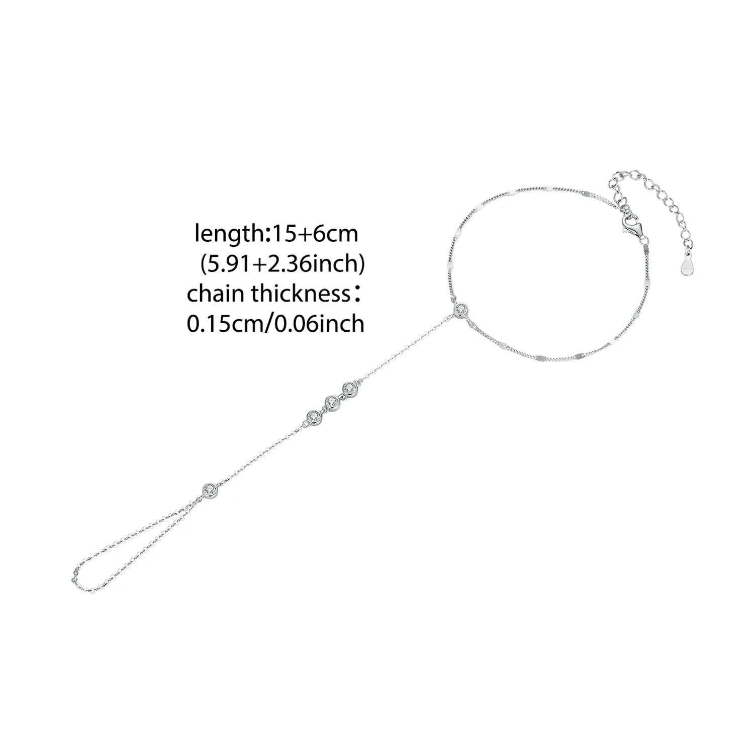 BAMOER 925 Sterling Silber Quastenring-Armband-Set mit zarten Zirkonia-Perlen für Damen – Sommer-Körperschmuck