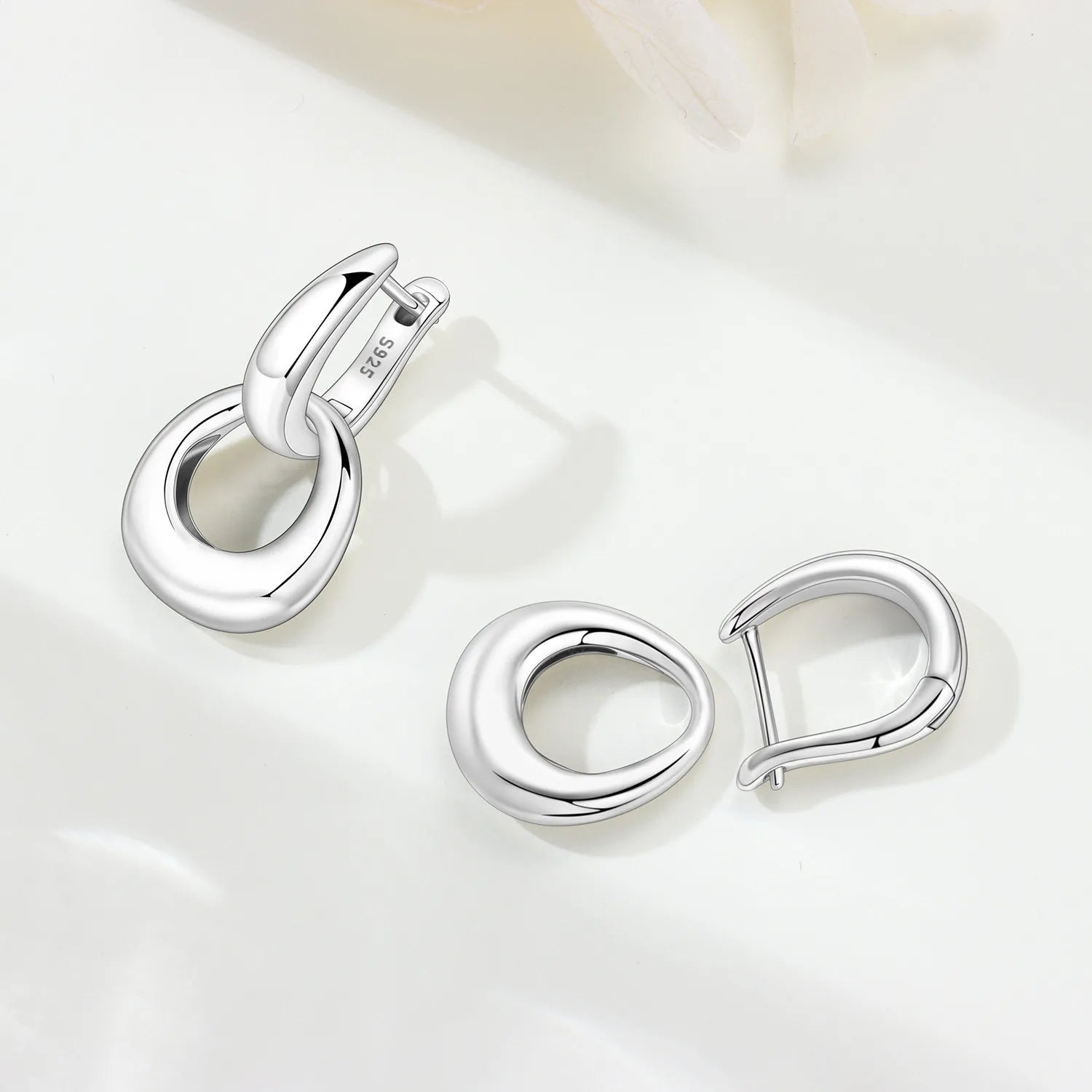 PANPOKI 925 Sterling Silver Double Loop Minimalist Drop Earrings Women Earrings Charm Trend Versatile Party Jewelry Gifts