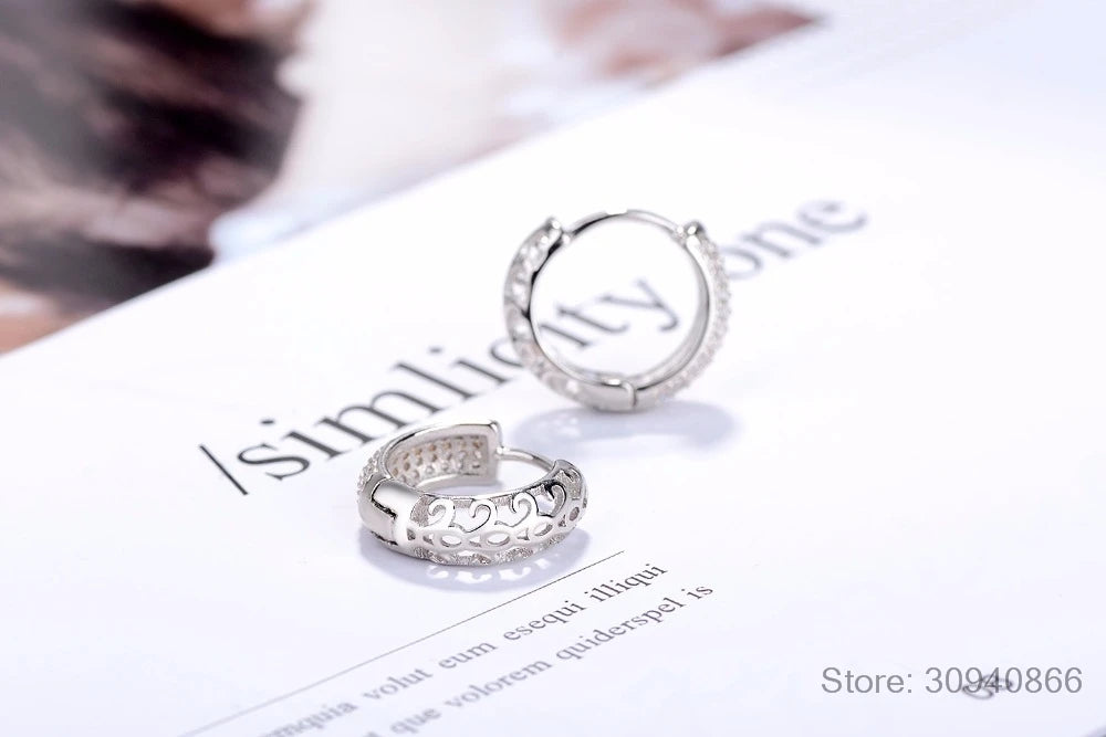 Moissanite Earrings 925 Sterling Silver Ear Buckle Sparking Round Hoop Wedding Jewelry Gift Original for Women D Color