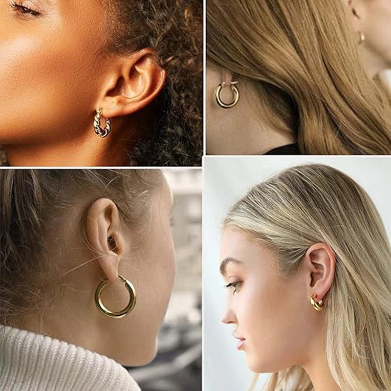 New 24 Pairs Earrings Set for Women Gold Color Bohemia Vintage Pearl Circle Geometric Hoop Earring Trendy Luxury Jewelry Gifts - Madeinsea©