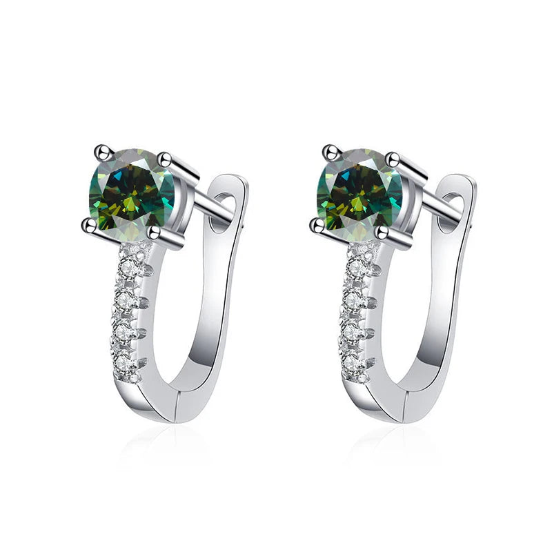 Fine Jewelry Pass Diamond Tester Pen Moissanite Hoop Earrings For Women With GRA S925 Sterling Silver For Women Ear Clasps