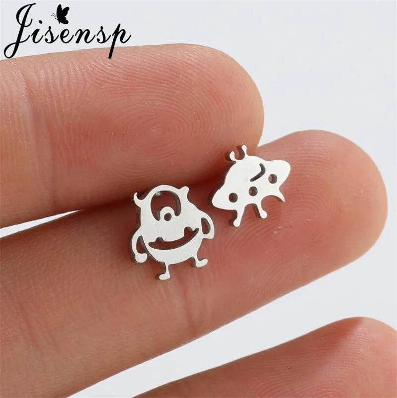 Jisensp Cute Bunny Rabbit Carrot Earrings Animal Stainless Steel Women Earrings Korean Fashion Jewelry for Girlfriend Gift