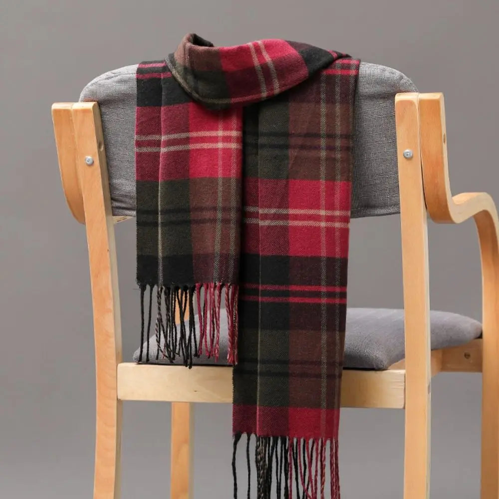 Winter Thick Warm Men's Scarf Cashmere Plaid Fringed Tassels Business Long Scarf Soft British Style Camping Hiking Scarf Shawl - Madeinsea©