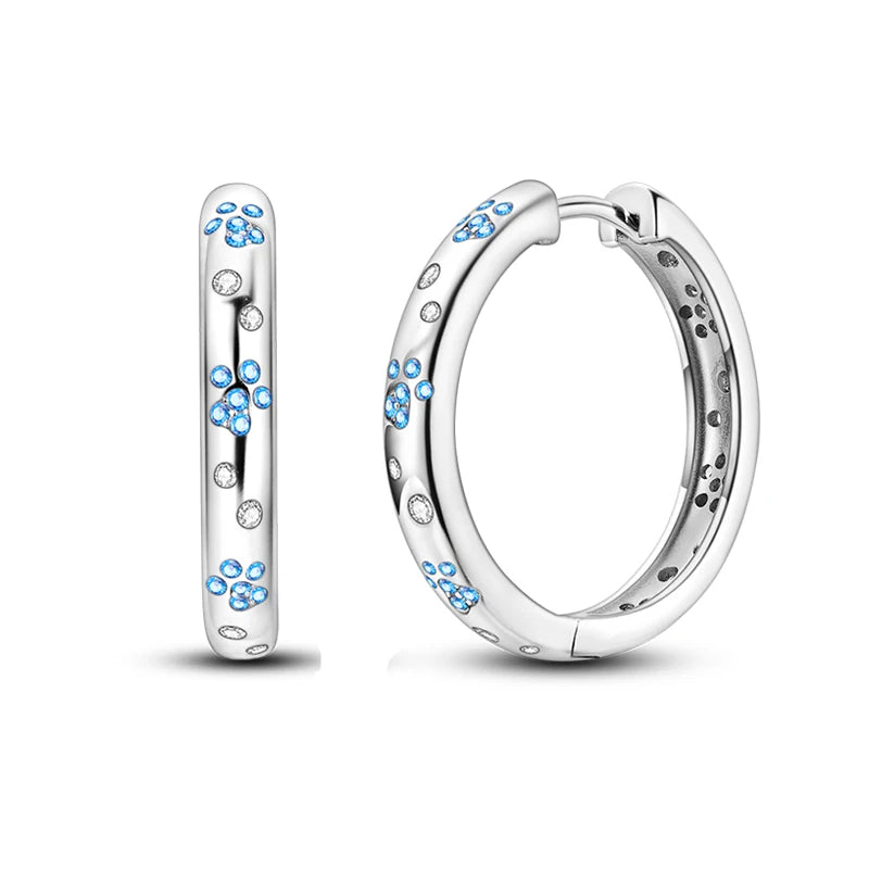 Original Cute 925 Silver Sparkling Colorful Zircon Pink Heart Shape Star Moon Earrings For Women Wedding Engagement Jewelry Gift