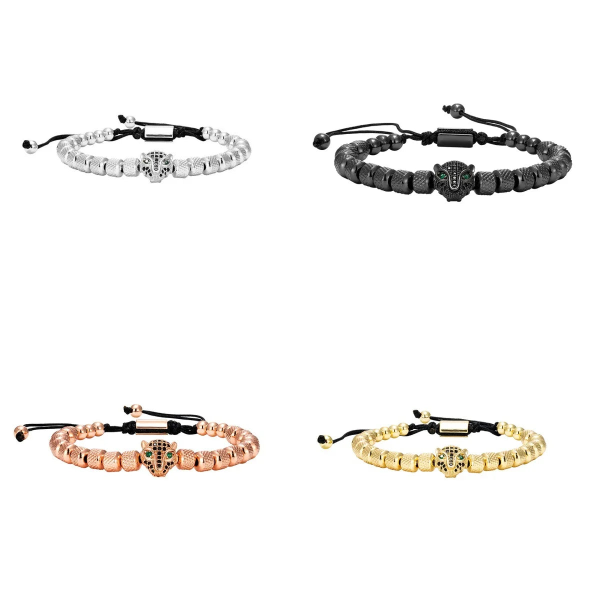 MKENDN Charm Micro Pave CZ Leopard Head Men Bracelets Stainless Steel Couple Unfade Handmade Jewelry Gift