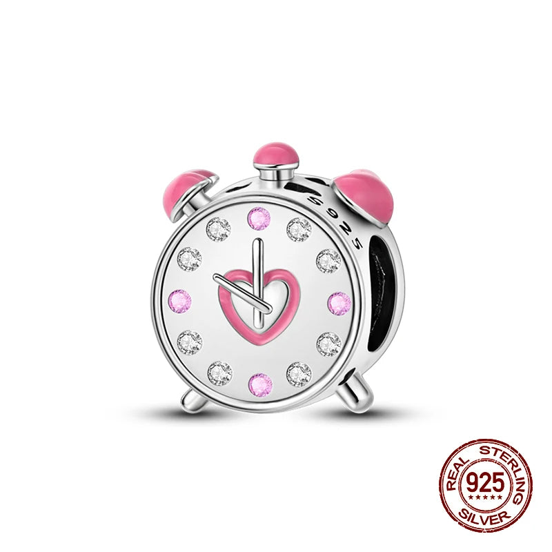 100% 925 Sterling Silver Perfume Headphones Pink Princess Daily Charms Beads Fit 3mm 925 Original Bracelet Fine DIY Jewelry