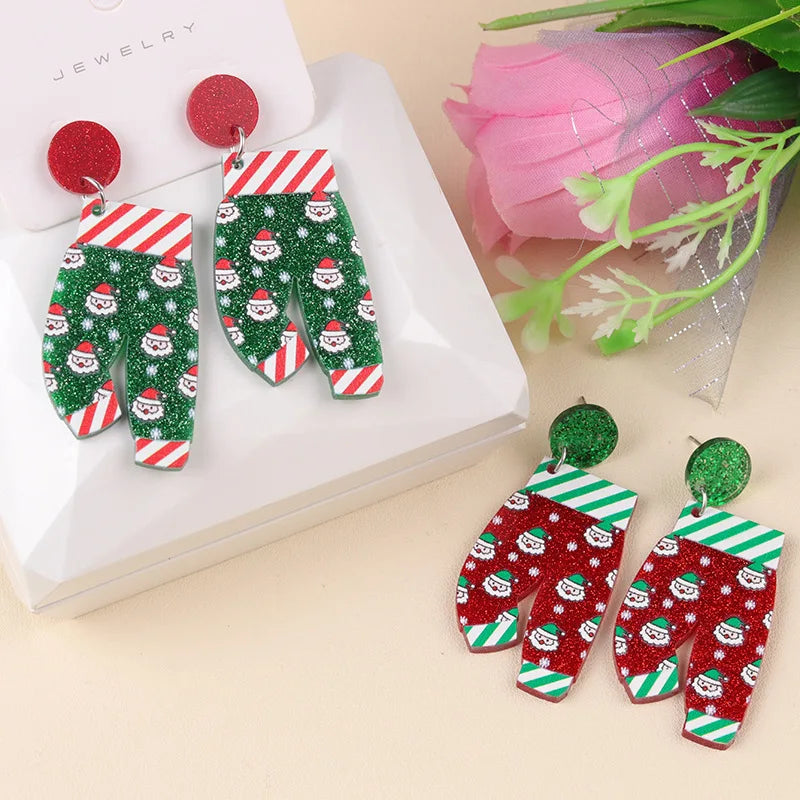 Creative Santa Claus Snowman Embrace Earrings for Women Wear Scarf Snowman Snowflake Pant Shape Pendant Earring Christmas Gifts