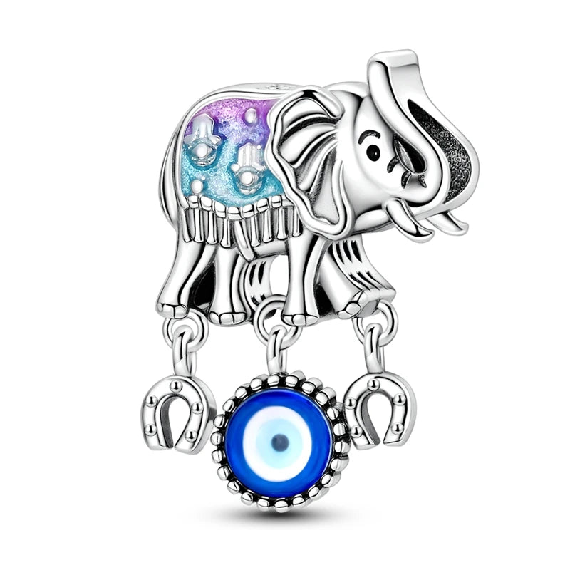 925 Sterling Silver Blue Devil Eyes Charms Airplane Globe Earth Suitcase Travel Fit Original Bracelet For Women DIY Jewelry Bead