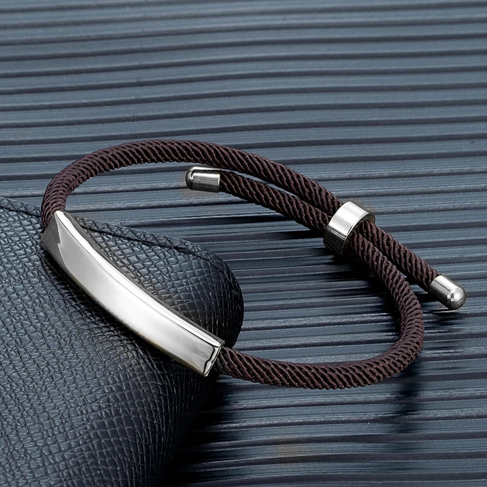 MKENDN Personalized Medical Alert Bracelet Custom Name Engrave Logo Id Phone Bracelets Trendy Emergency Rope Bracelet Gifts