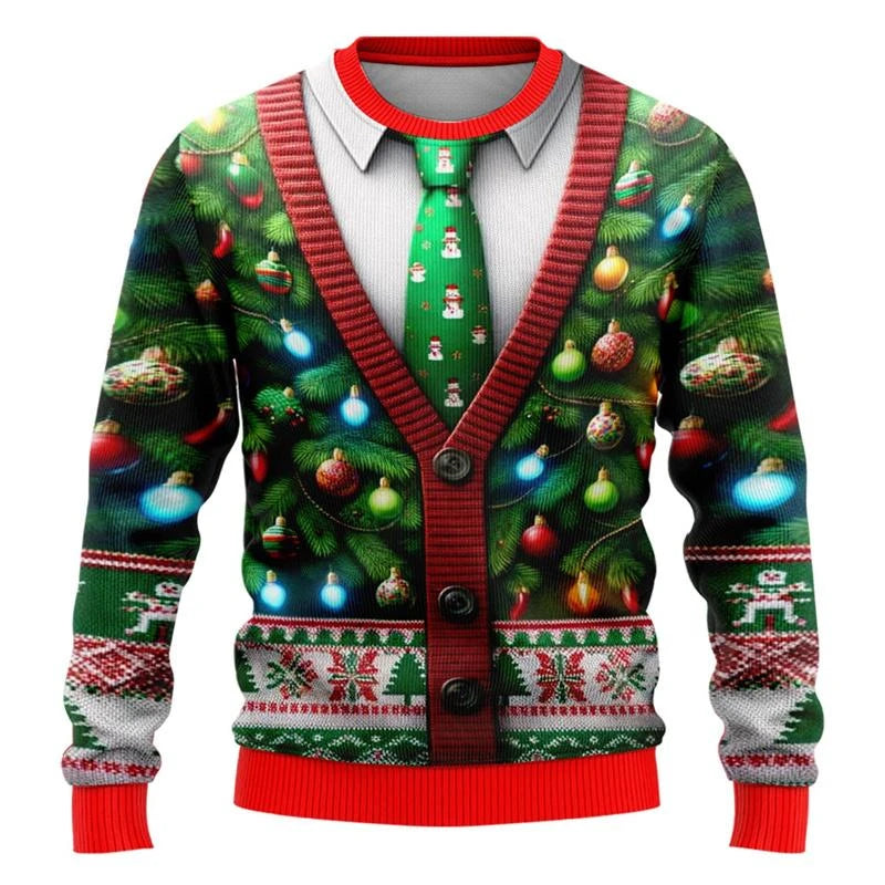 Christmas Fake Lapel Ugly Sweater For Men Hot Popular Loose Pullover Sweatshirt Festival Party Unique Gift Xmas Sweaters 2026